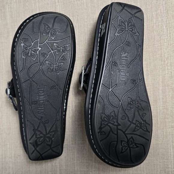 Alegria PG Lite Womens Size 37 US 7 Slide Sandals Adjustable Buckle Black Thong - Picture 4 of 10